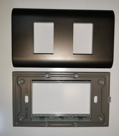 Royu 2 Gang Faceplate Dark Gray with two rectangular openings for switches or plugs
