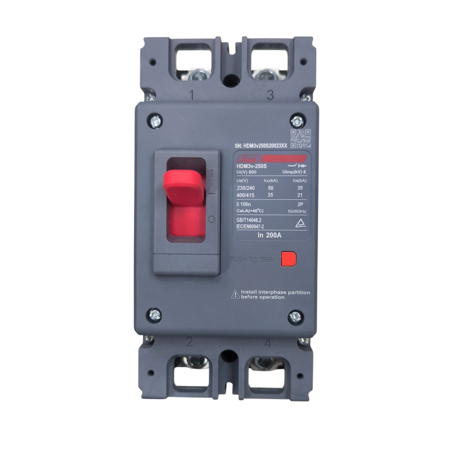 Himel breaker points capacitor resistor 200A 2 Pole 220V 36KAIC 400V AC industrial electrical switch