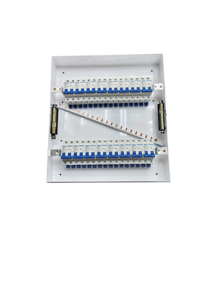 Royu & ZY Breakers Panel Board 63A 2 Pole Main with multiple circuit breakers in metal enclosure