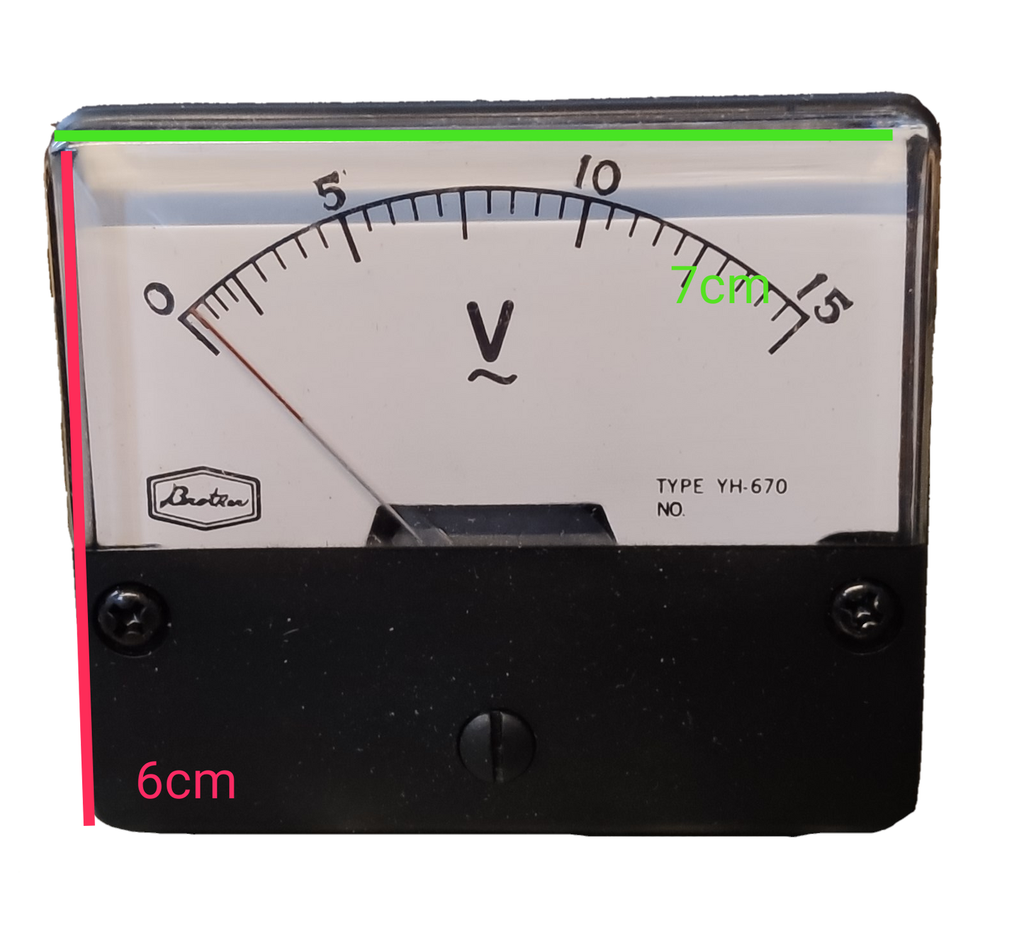 Brother Panel Meter 15V AC analog voltmeter with clear dial and black casing