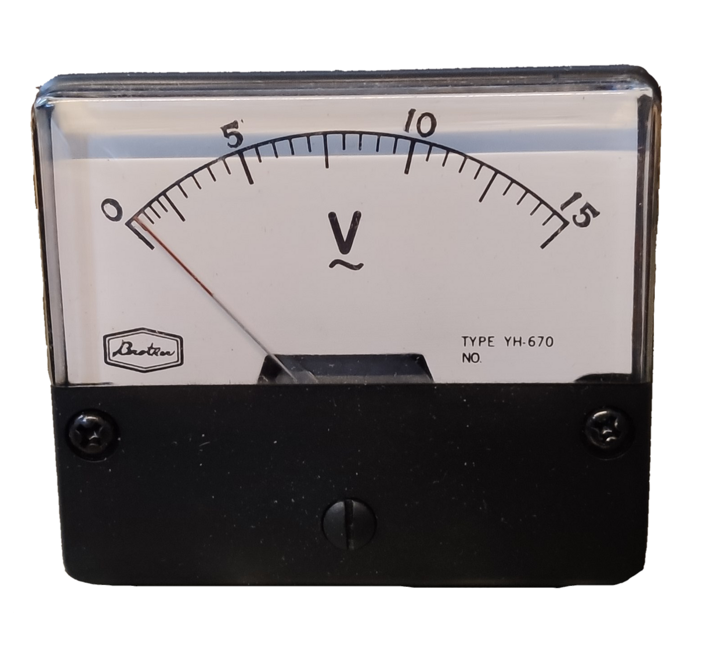 Brother Panel Meter 15V AC analog electrical tester with clear display and black casing