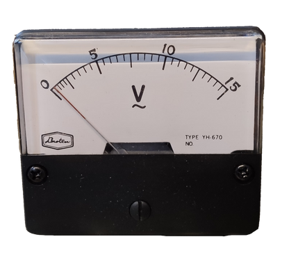 Brother Panel Meter 15V AC analog electrical tester with clear display and black casing