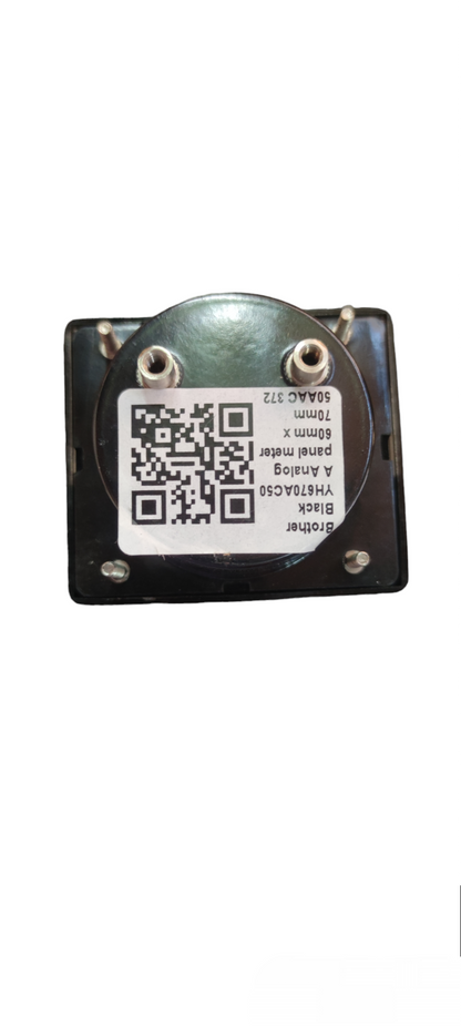 Back view of Brother Panel Meter 60mm x 70mm electrical circuitry part with QR code and connection terminals