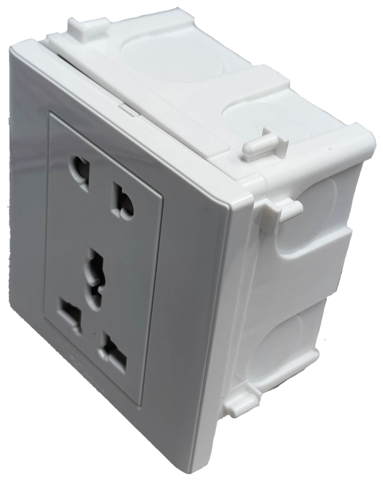 Bull 2 Gang Square Device Universal with Ground 10A white electrical power socket outlet