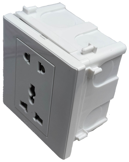 Bull 2 Gang Square Device Universal with Ground 10A white electrical power socket outlet