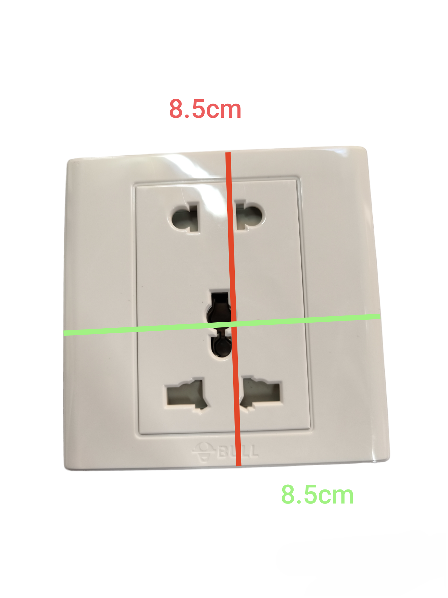 Bull Duplex 2 Gang Universal Outlet white plastic power socket with multiple plug configurations