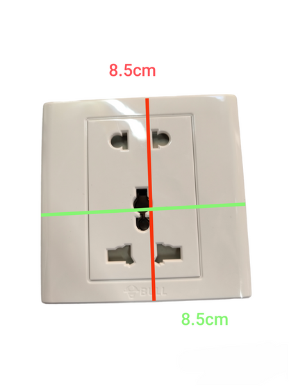 Bull Duplex 2 Gang Universal Outlet white plastic power socket with multiple plug configurations
