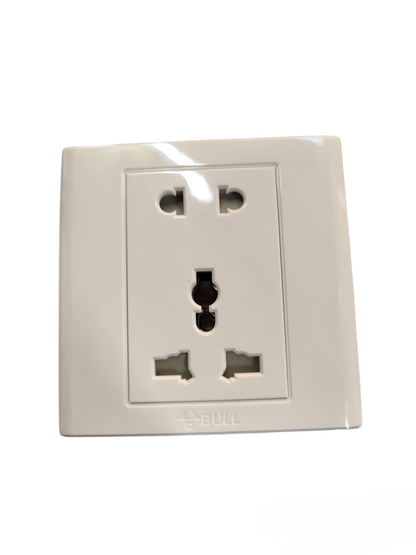 Bull Duplex 2 Gang Universal Outlet white power point with multiple socket types