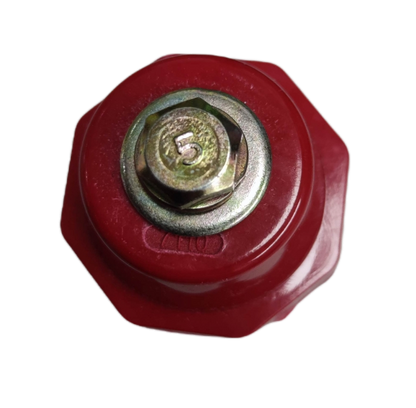 Grippes Bus Bar Insulator 12Kv SM-7105 electrical part with red body and metal bolt top view