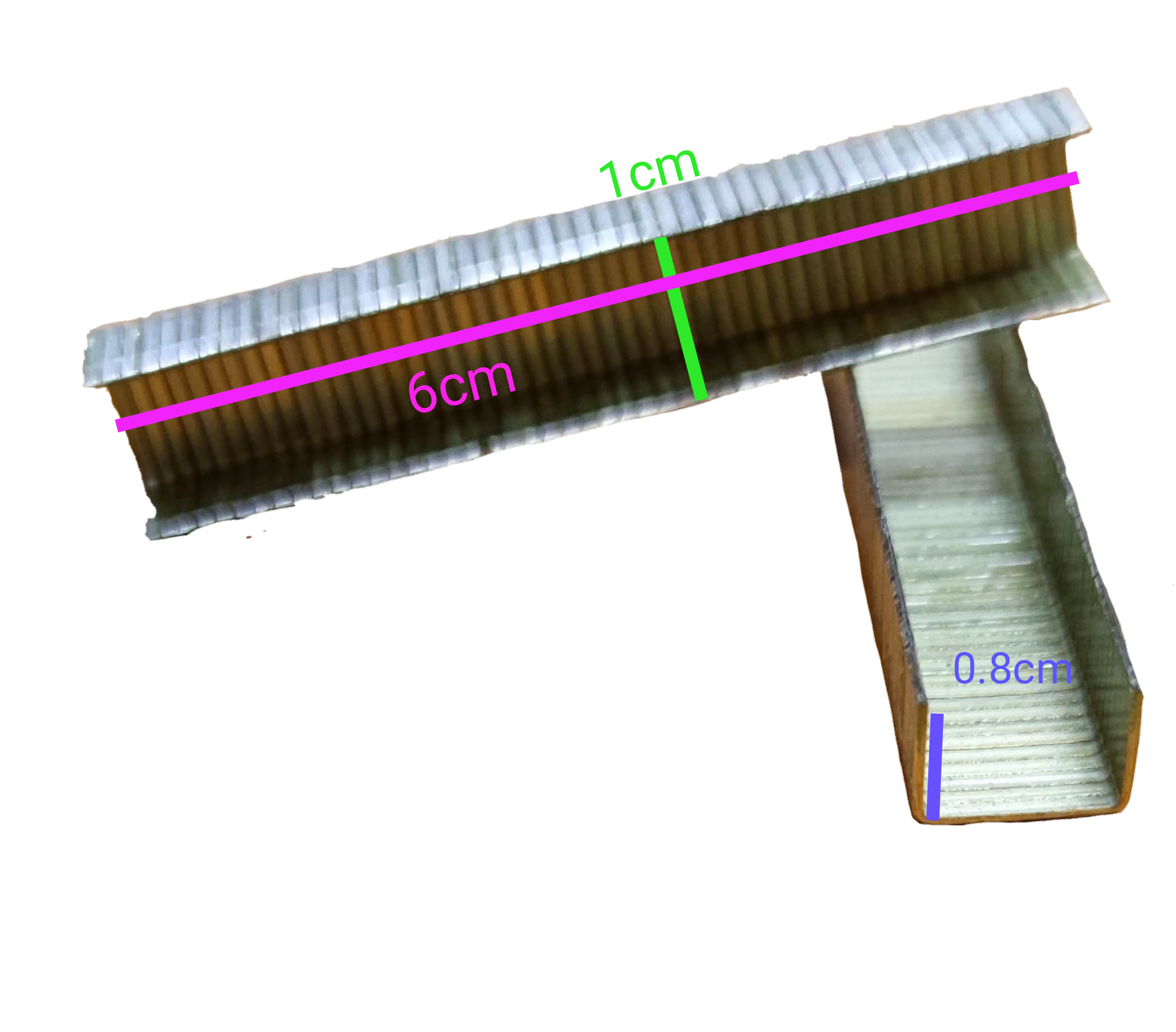 butterfly 500pcs box staple wires silver strips displayed with 6cm 1cm 0.8cm measurements on black