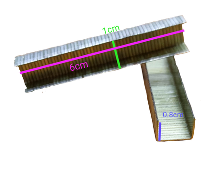 butterfly 500pcs box staple wires silver strips displayed with 6cm 1cm 0.8cm measurements on black