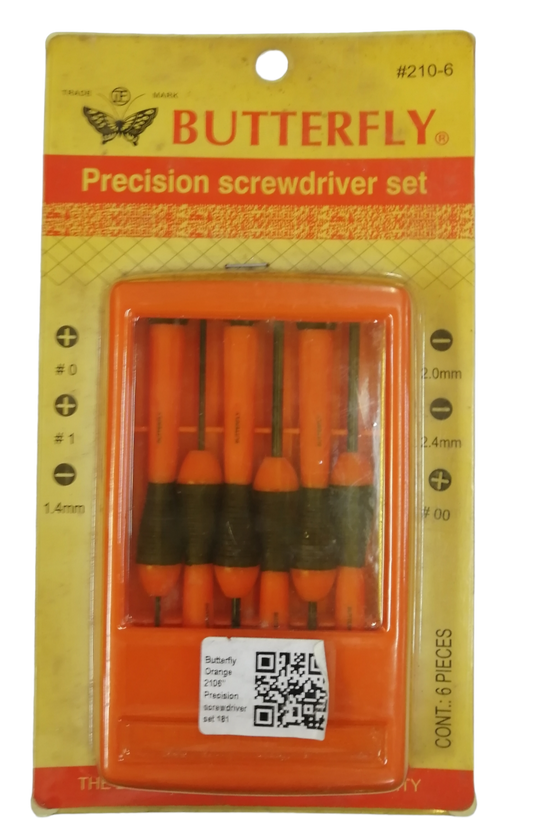 Butterfly 6 Piece Precision Screw Driver Set with ergonomic handles for precise tasks