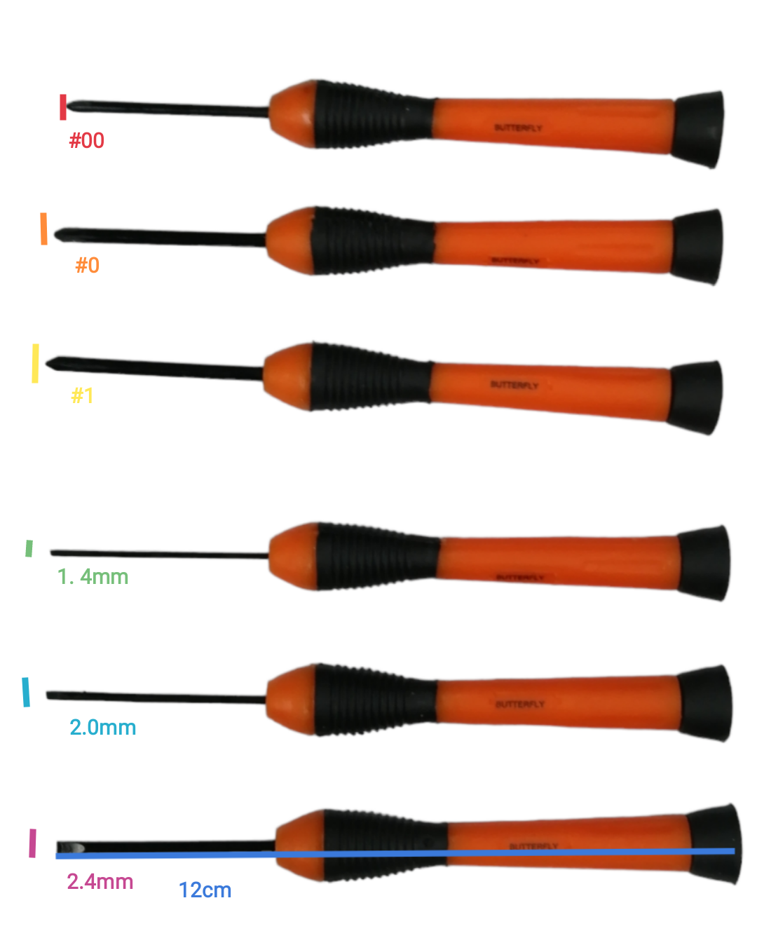 Butterfly 6 Piece Precision Screw Driver Set with various sizes for detailed tasks