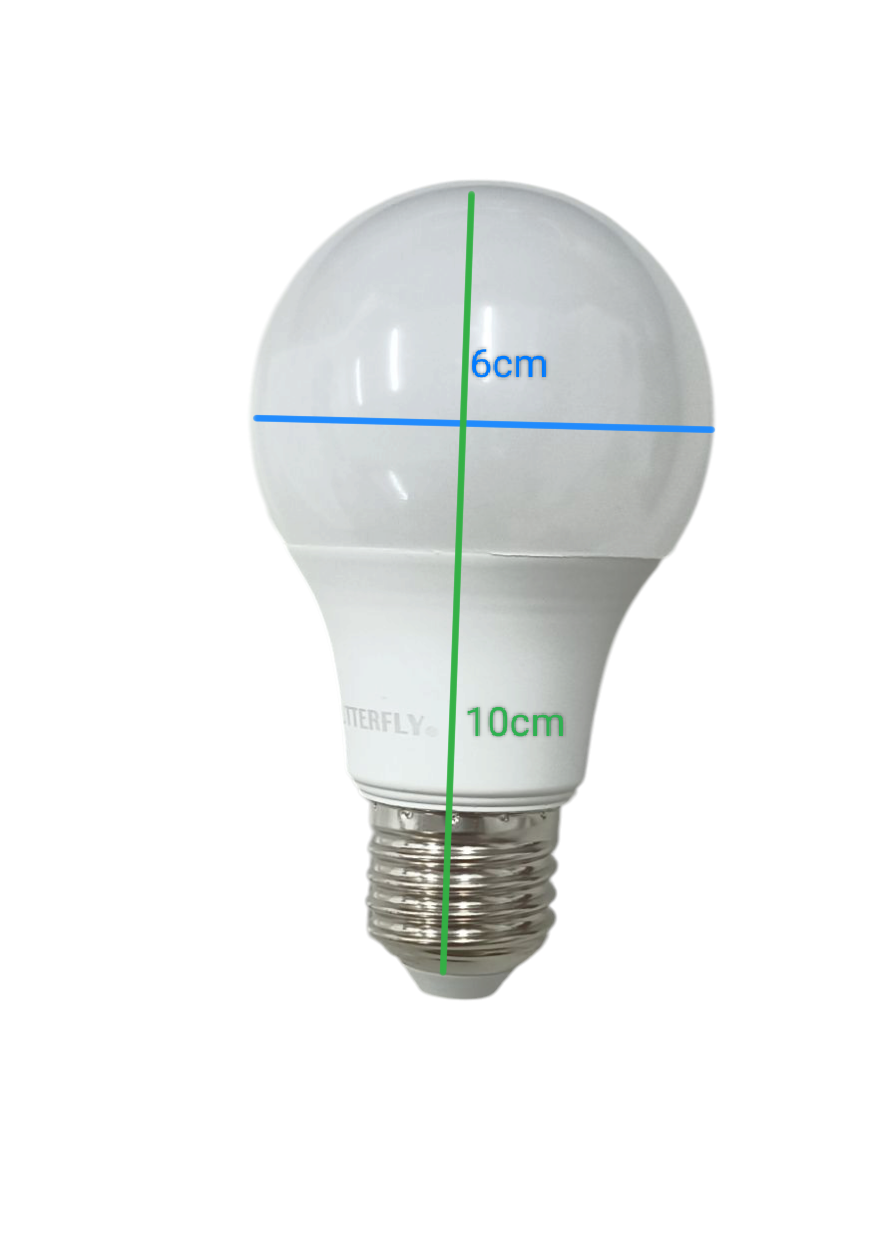 Butterfly 7W LED Bulb E27 220-240V white light bulb with standard screw base and dimensions