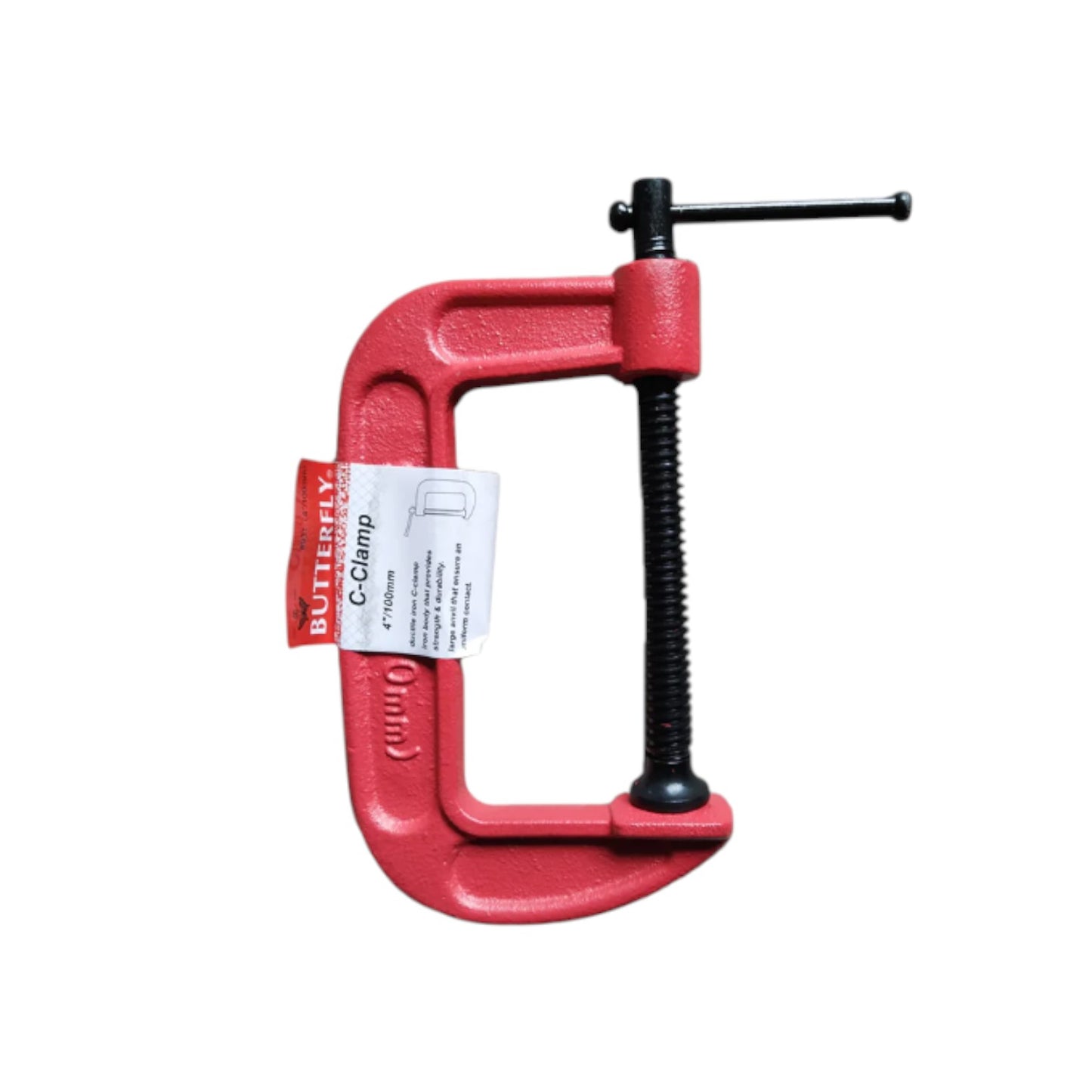 Butterfly 8 Inches C-Clamp 931 in red, ideal for securing materials in woodworking and metalworking projects