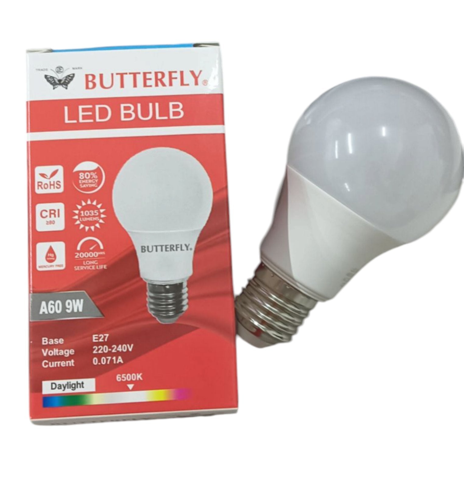 Butterfly 9W LED Bulb E27 220-240V Warm White energy saving A60 bulb with long service life