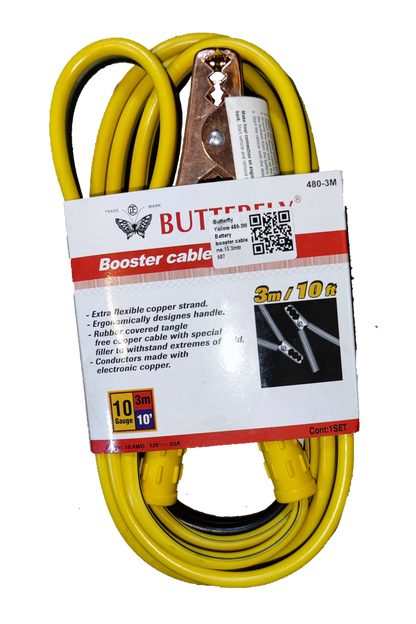 Butterfly Booster Cable 3 Meters yellow electrical system tool with copper clamps by Electx Electrical Supply