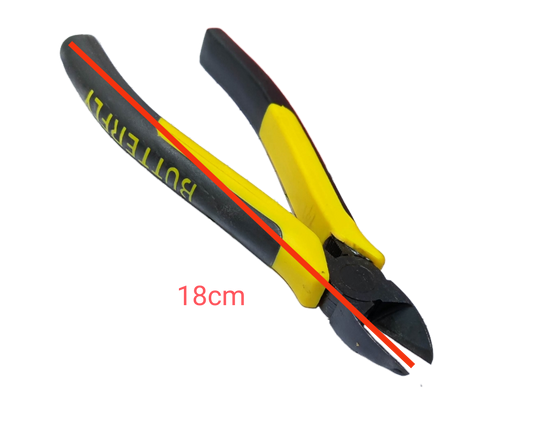 Butterfly Cutting Pliers 178mm 7 inches with black and yellow ergonomic handles