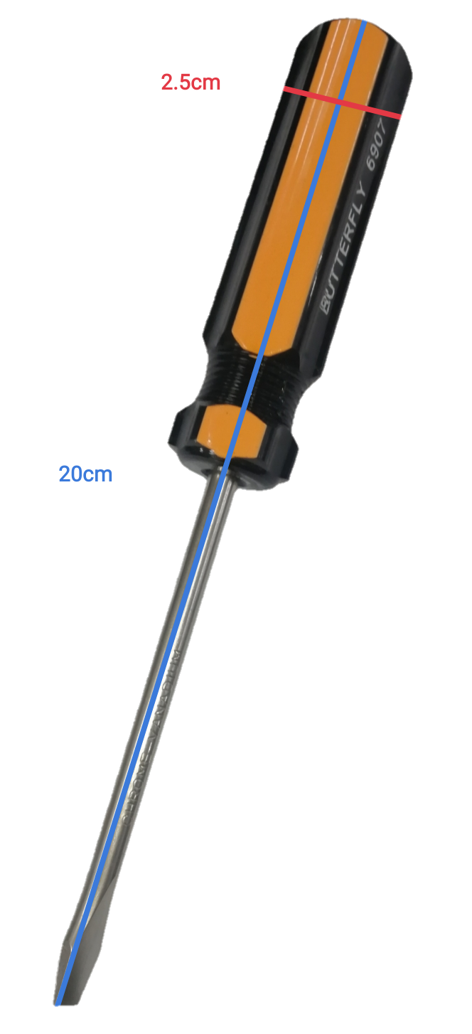 Butterfly Flat Head Screw Driver 6907 100mm with orange and black handle and metal blade