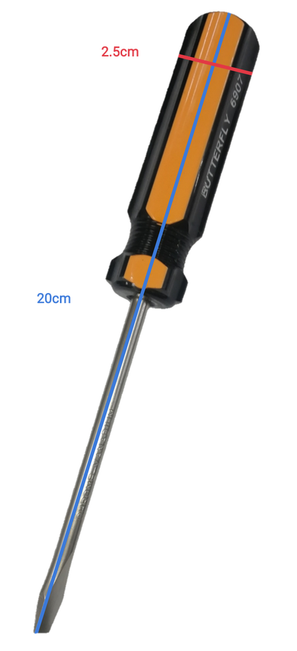 Butterfly Flat Head Screw Driver 6907 100mm with orange and black handle and metal blade