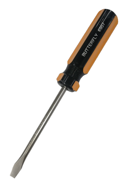 Butterfly Flat Head Screw Driver 6907 100mm with black and orange handle for precise fastening