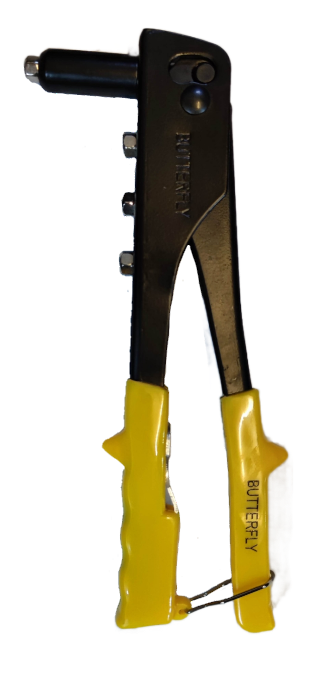Butterfly Hand Riveter with yellow handles and black metal body for hand tool use