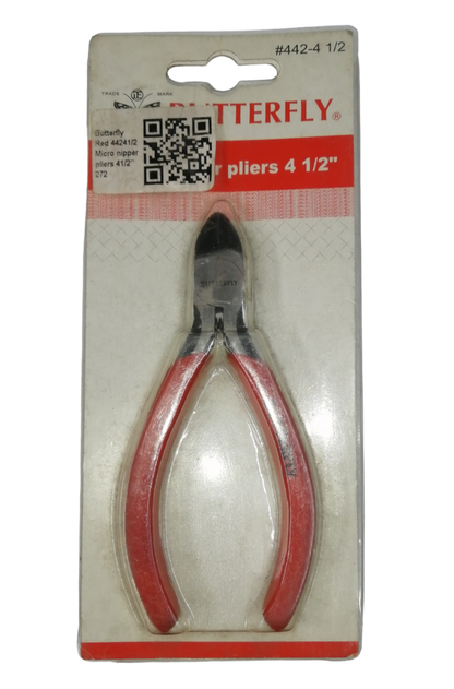 Butterfly Micro Nipper Pliers 4 1/2 inch with red handles in original packaging