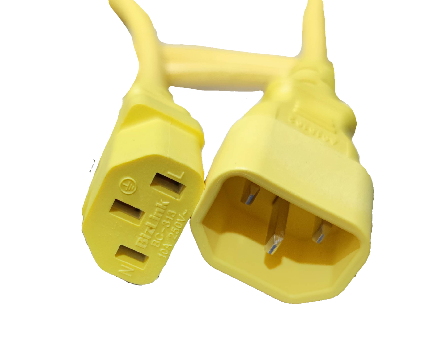 Electx Electrical Supply yellow C13 to C14 Power Cord AWG 16 with durable insulated connectors