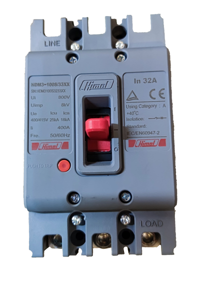 Himel 32A 3 Pole Molded Case Circuit Breaker, 32A Industrial Circuit Breaker 3 Pole 18 Kaic 250V