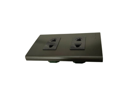 Panasonic 2 Gang Universal Convenience Outlet,2 Gang Universal Receptacle 16A 250V 16A 250V with Plate Cover Metallic Gray WEG6802MH-1/2XWEG10919H-5