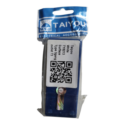 Taiyou Outlet 3 Gang Surface type for Extension, 3 Gang Flat pin Outlet