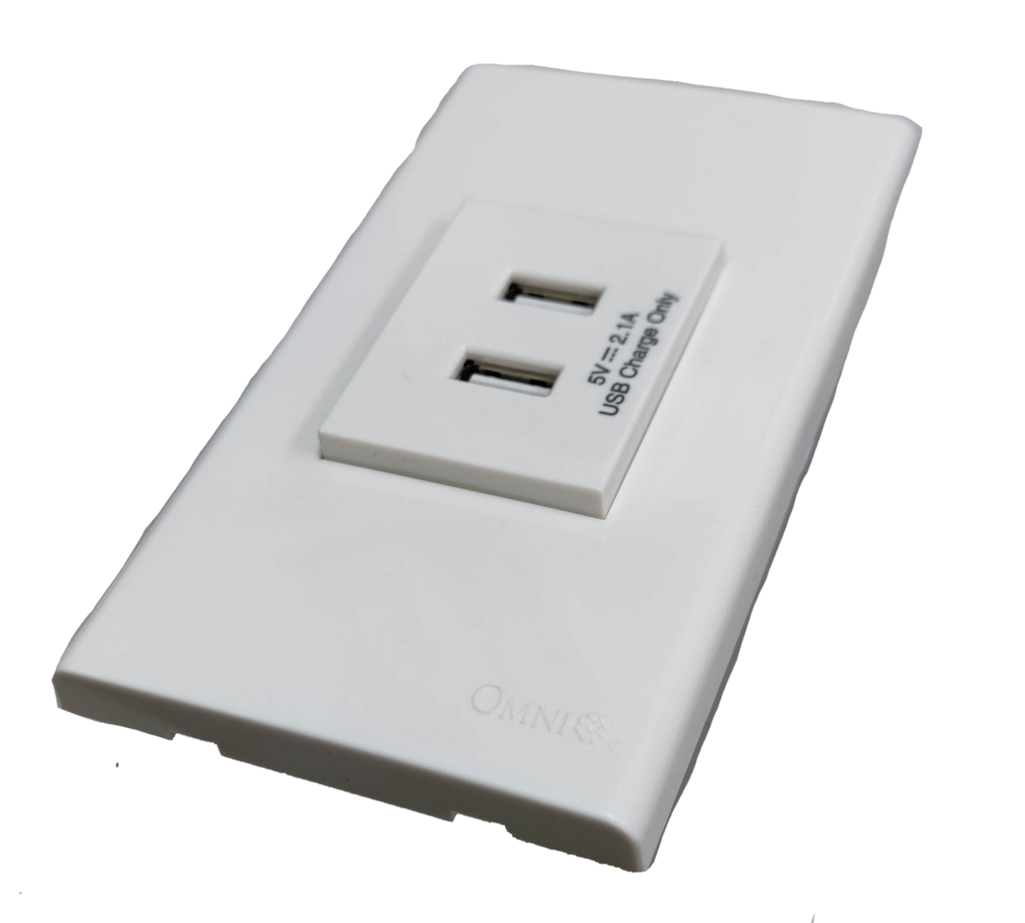Omni 2 Gang USB Outlet 5V 2.1A with Plate Cover WUSB-002+WWP-111