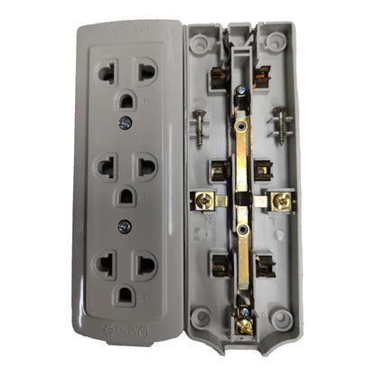Omni 3 Gang Extension Universal Outlet with Ground 3 Gang, Surface Type Outlet with Ground WSG-003