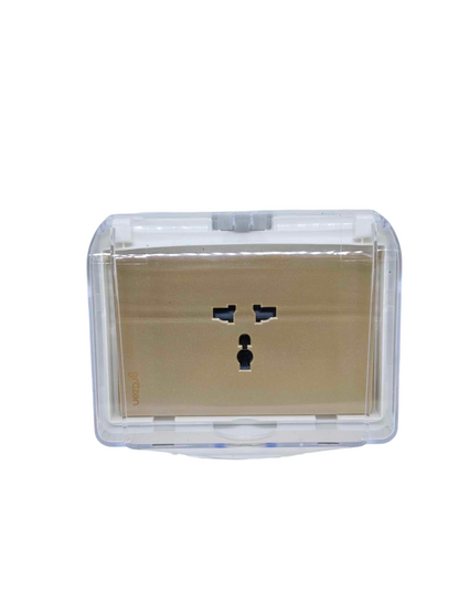 Grazen Weatherproof Cover Transparent with 1 Gang Universal Outlet with Ground 16A 220V WC-019-W+GW-012