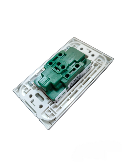 Omni Duplex Outlet with Stainless Plate Cover 16A 250V WWP-113S+WWG-402