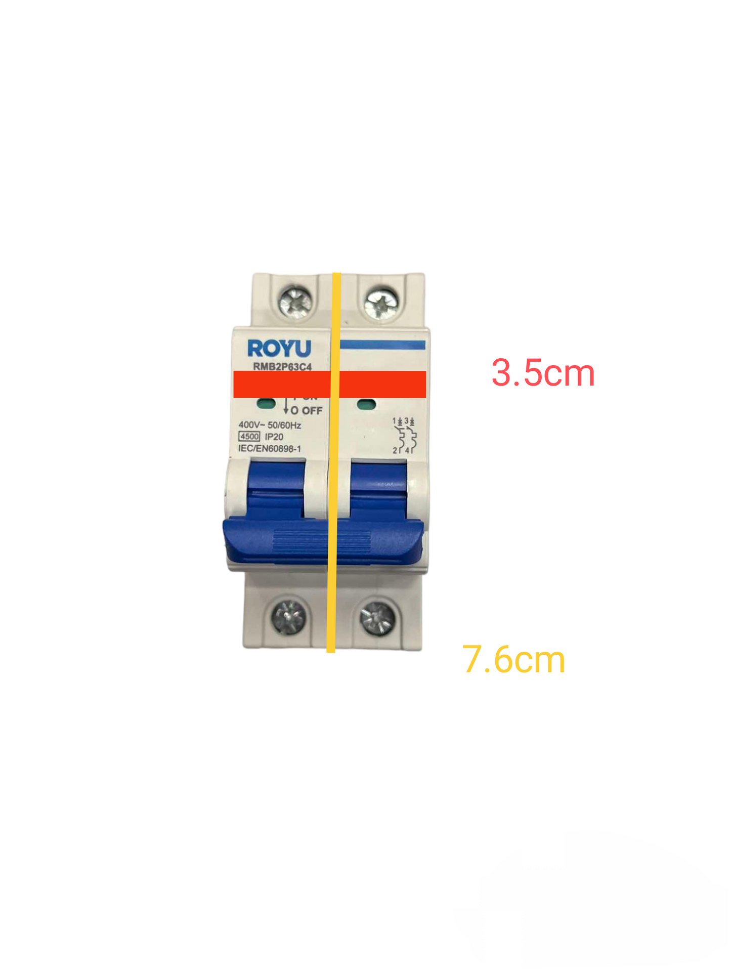 Royu 32A 2 Pole Miniature Circuit Breaker 4.5KAIC 220V RMB2P32C4