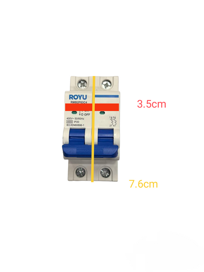 Royu 25A 2 Pole Miniature Circuit Breaker 4.5KAIC 220V RMB2P25C4