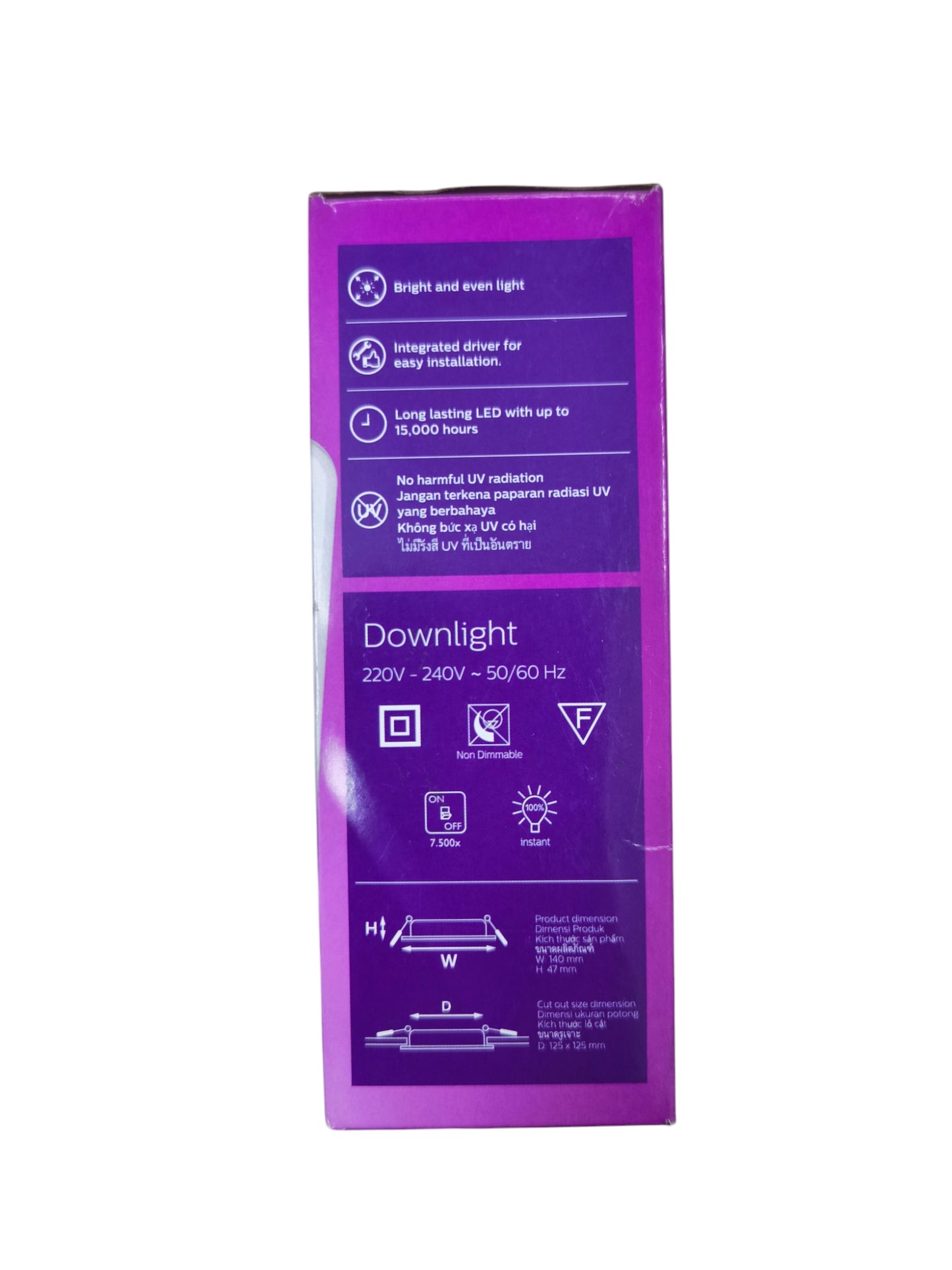 Philips 13W LED Downlight  220V Square 140mm (5.5") Available in Daylight or Cool White 59465 Meson