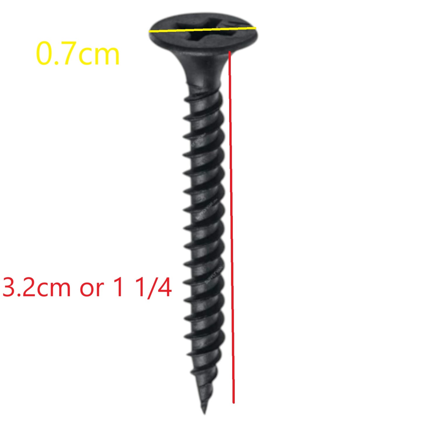Black countersunk Phillips Wood Gypsum Screw for Wood CAA-GSM1 3.2 cm length 0.7 cm head diameter