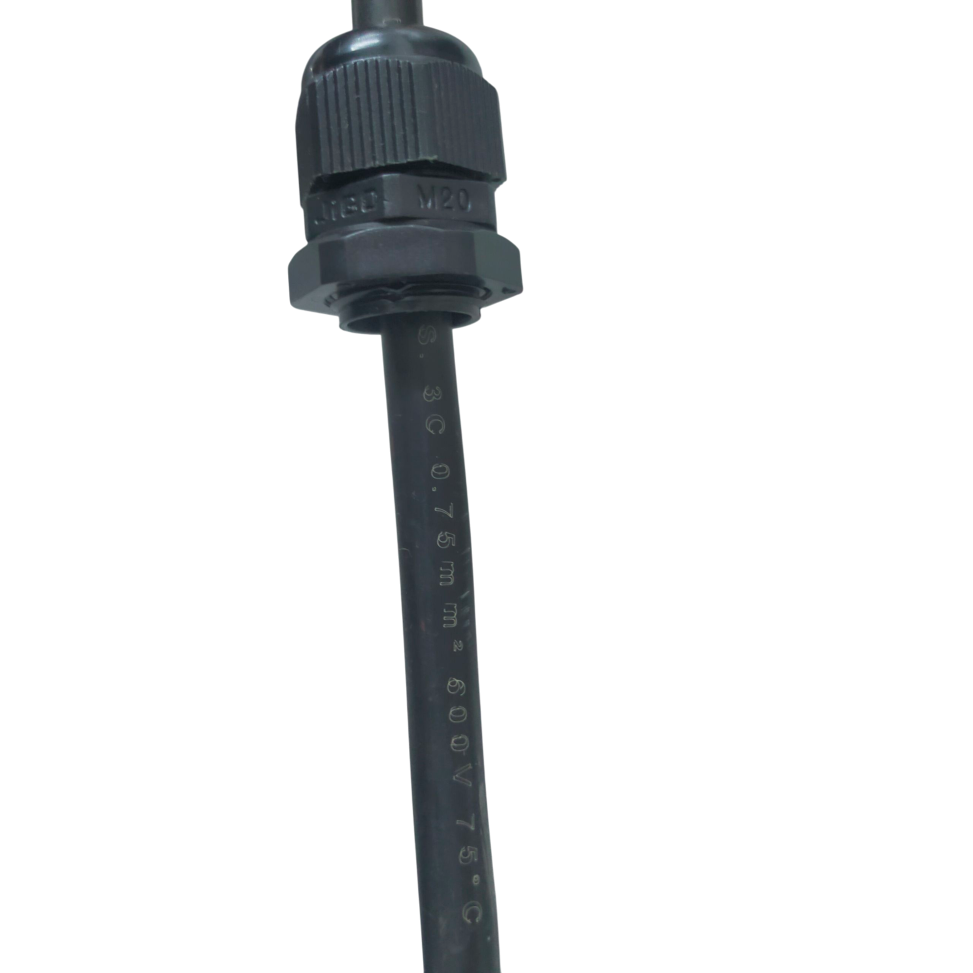 Grippes cable gland M20 6-12mm securing black cable for effective cable management