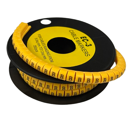 Grippes Cable Marker - B Yellow on a spool for easy cable identification and organization