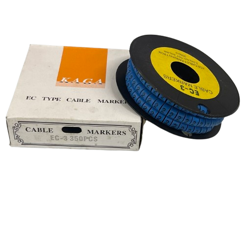 Grippes Cable Marker Blue - 2 on a spool with box for efficient cable organization
