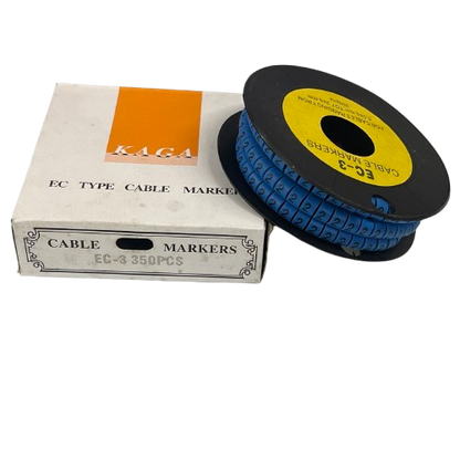 Grippes Cable Marker Blue - 2 on a spool with box for efficient cable organization