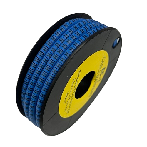 Grippes Cable Marker Blue - H on a spool for organizing and identifying cables