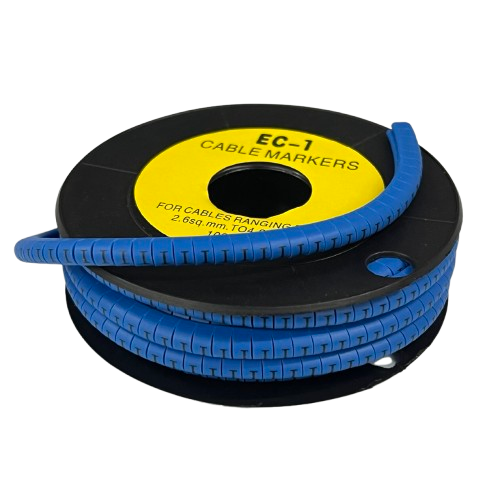 Grippes Cable Marker Blue - I on a spool, designed for easy cable organization and identification