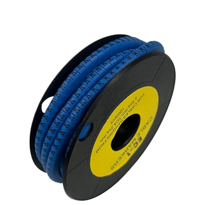 Cable Marker Blue - K on a spool for organized cable management and easy identification