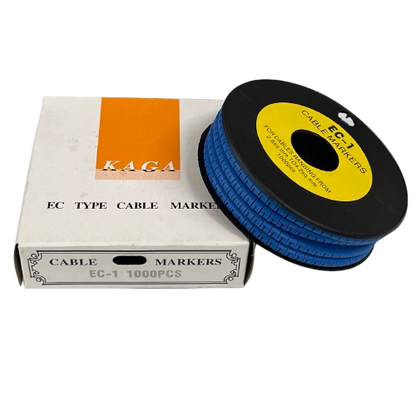 Grippes Cable Marker Blue - L on a roll with packaging for effective cable management