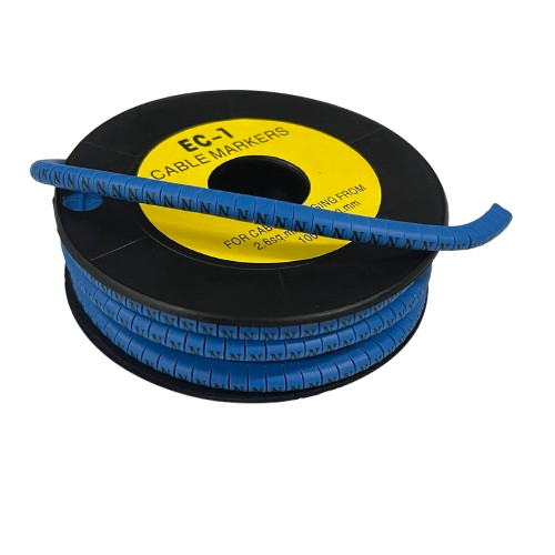 Grippes Cable Marker Blue - N on a spool, ideal for organizing and labeling cables