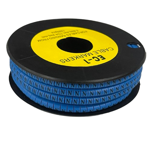 Grippes Cable Marker Blue - N on a spool for organized cable management and identification