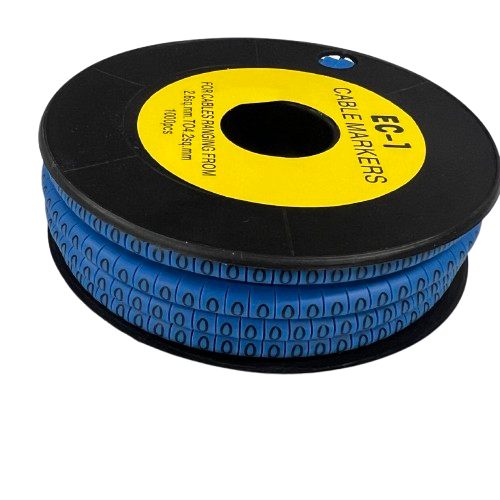 Grippes Cable Marker Blue - O on a spool designed for efficient cable management